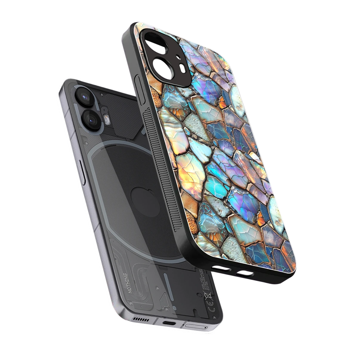 Azure Stone sleek nothing phone 2 cover with tempered glass back and TPU edges