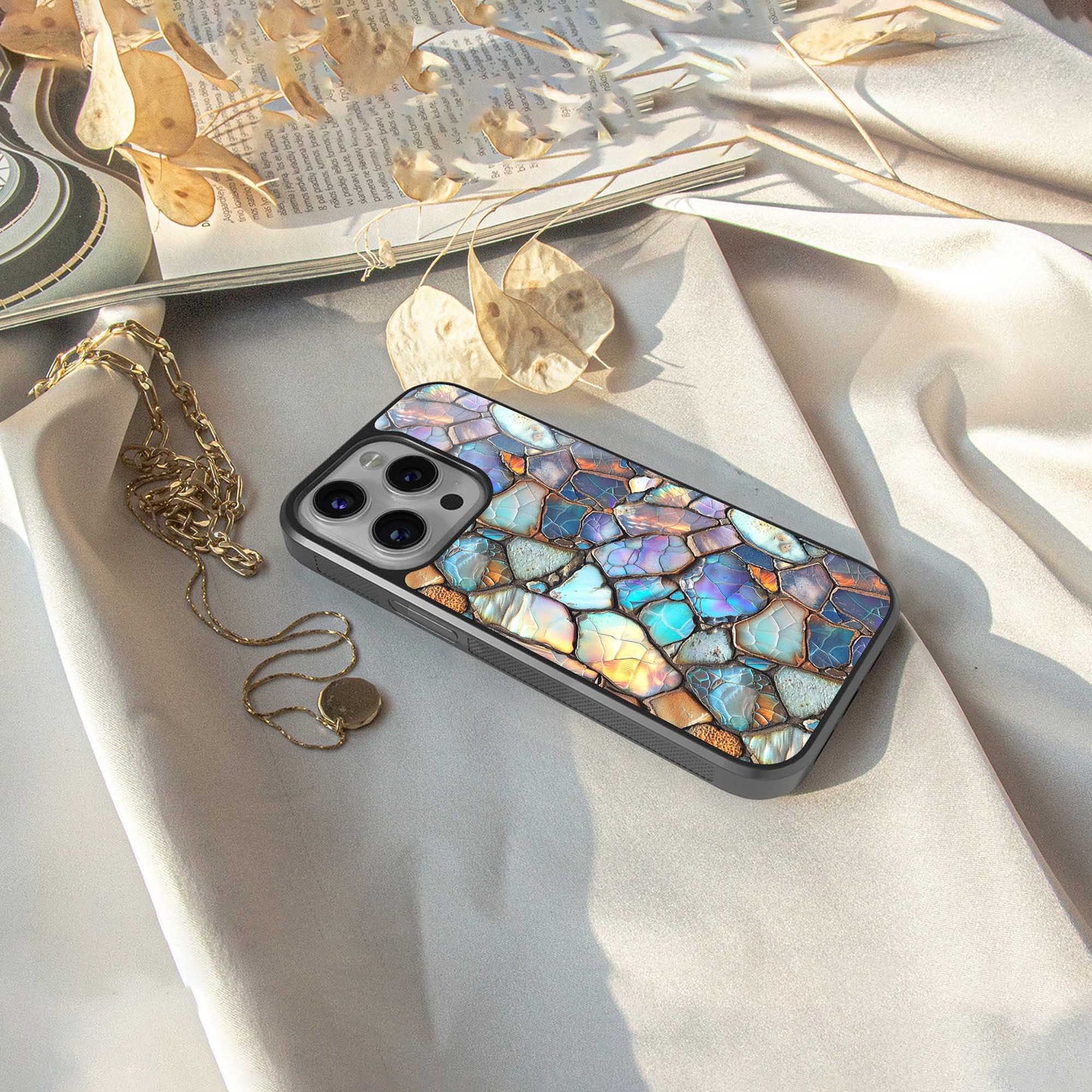 Azure Stone TPU glass hybrid case for iPhone 16 | premium mobile back cover