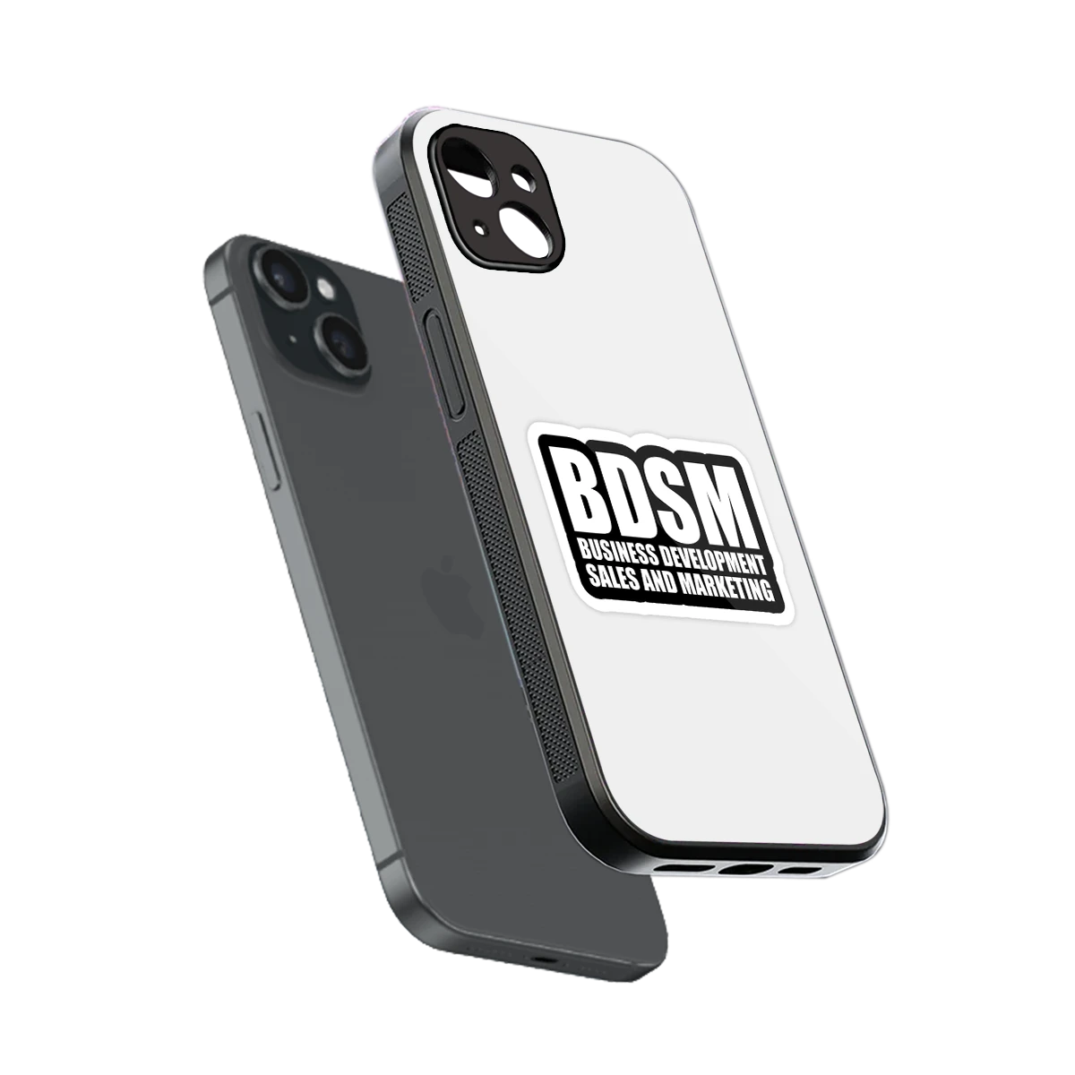 BDSM sleek iphone 14 plus cover with tempered glass back and TPU edges