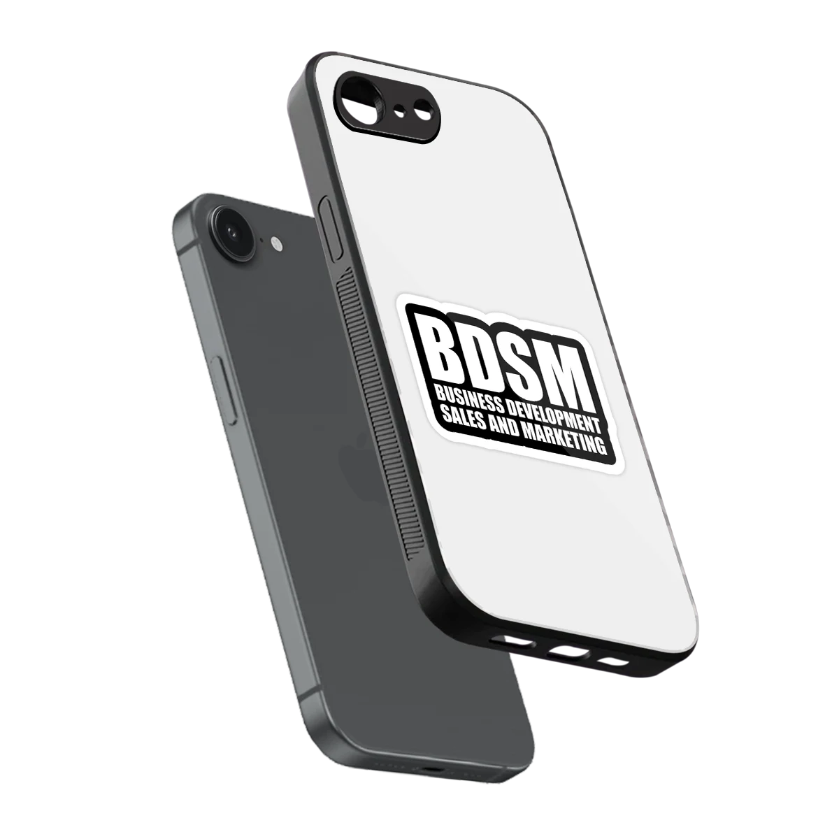 BDSM sleek iphone 16e cover with tempered glass back and TPU edges