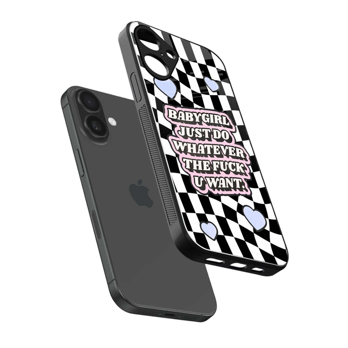 Babygirl sleek iphone 16 plus cover with tempered glass back and TPU edges
