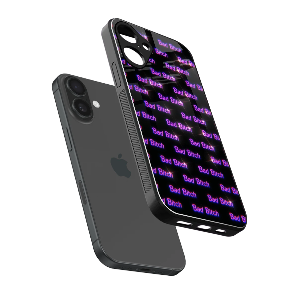 Bad Bitch sleek iphone 16 plus cover with tempered glass back and TPU edges