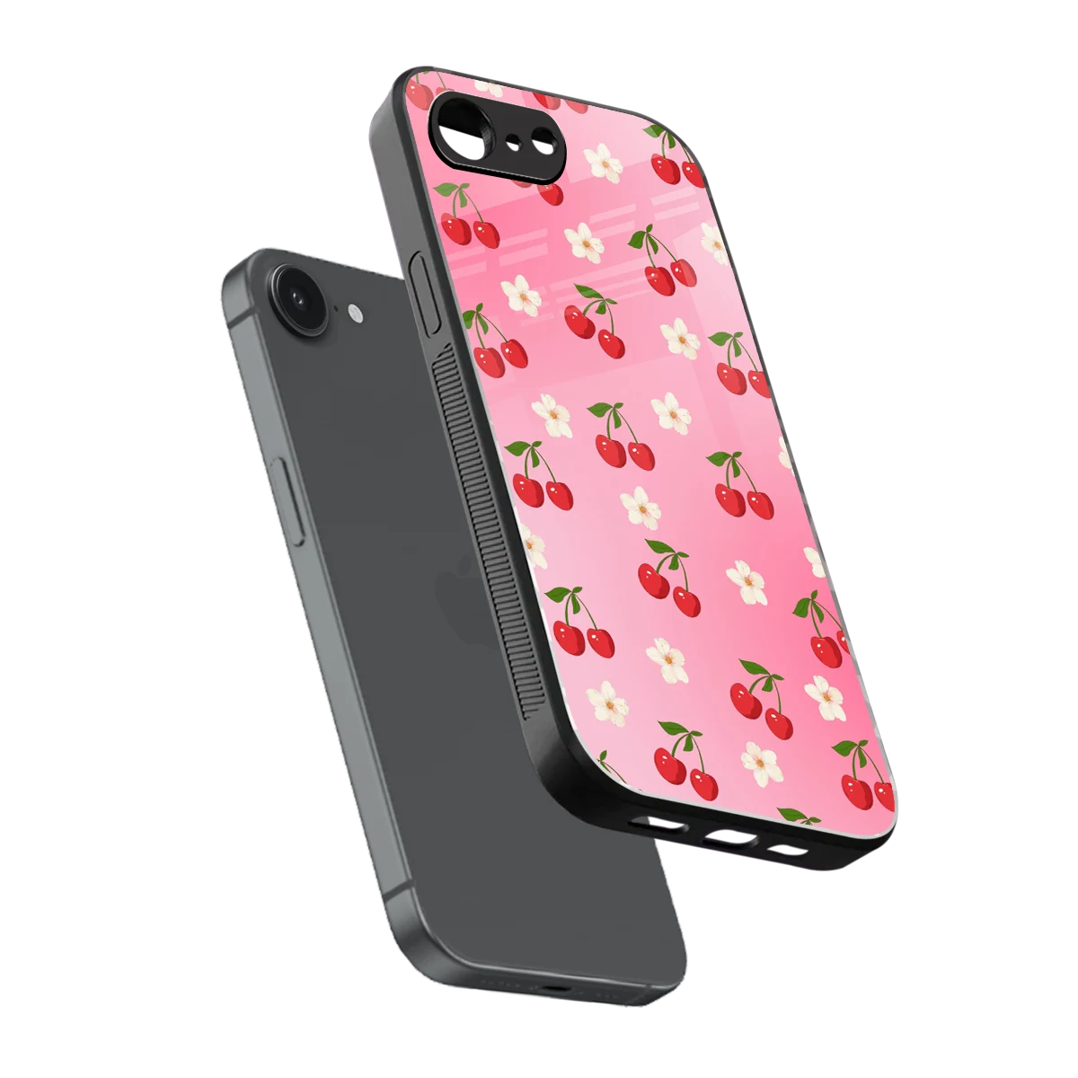 Berry Bliss sleek iphone 16e cover with tempered glass back and TPU edges