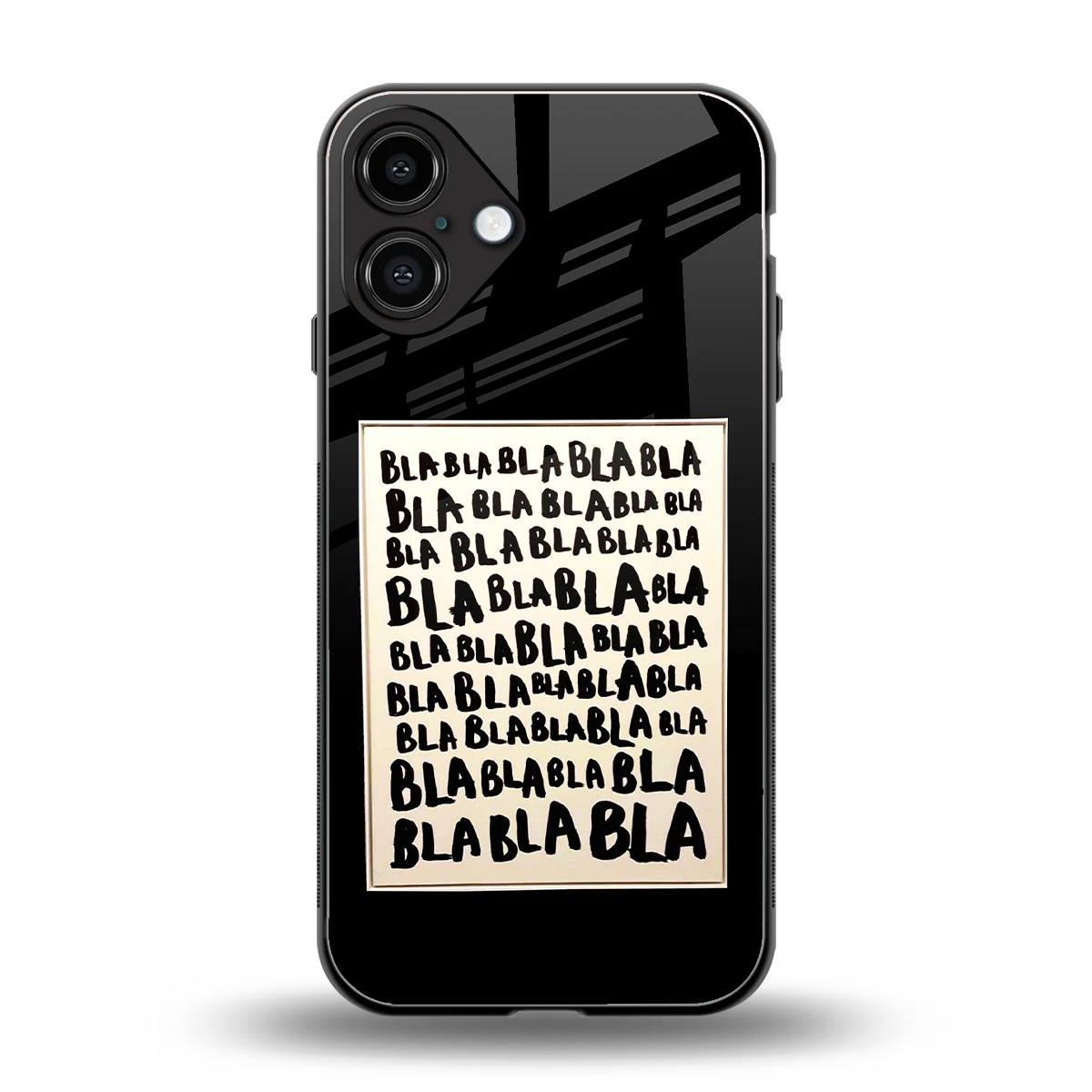 Bla Bla back phone cover | glass case for iphone 16 plus