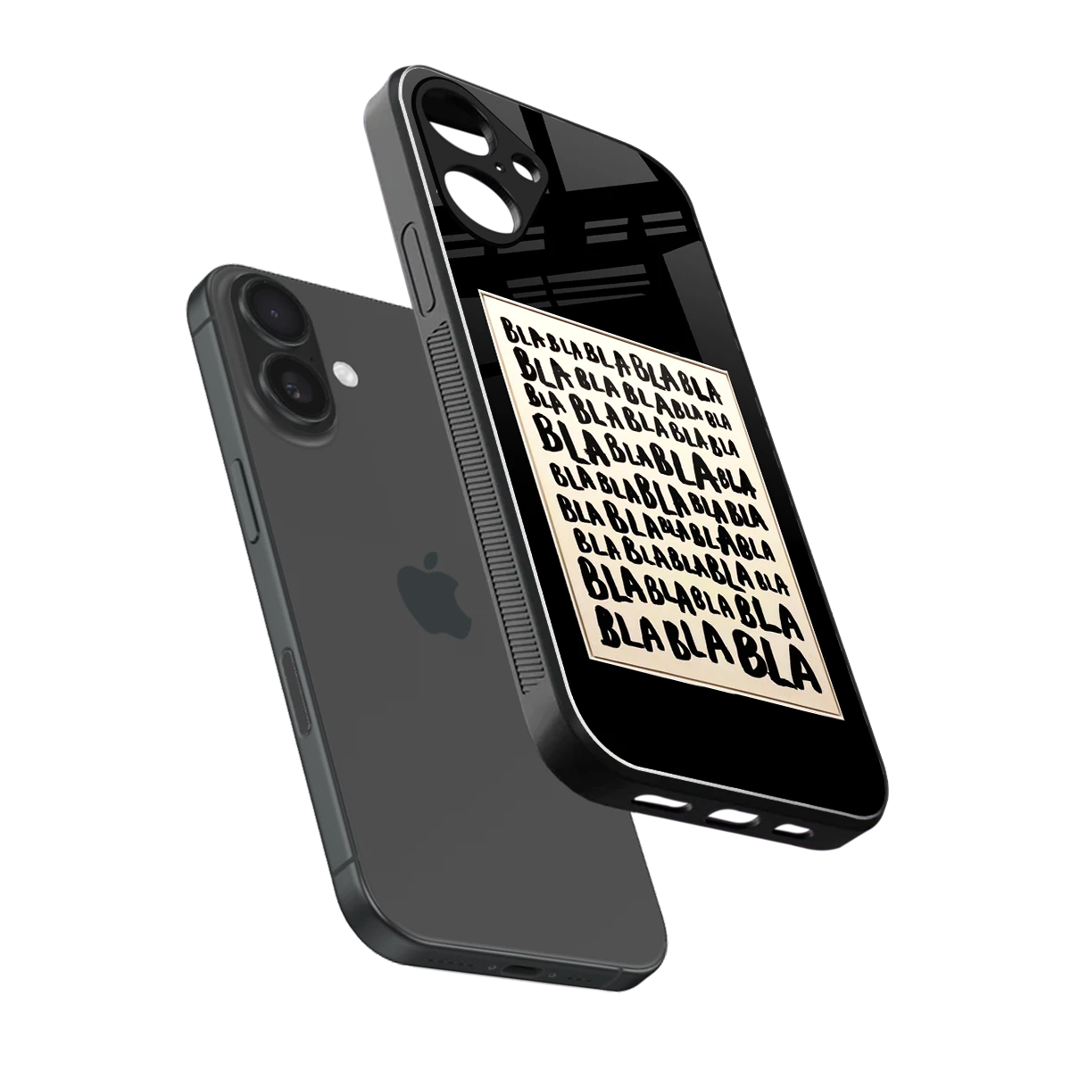 Bla Bla sleek iphone 16 plus cover with tempered glass back and TPU edges