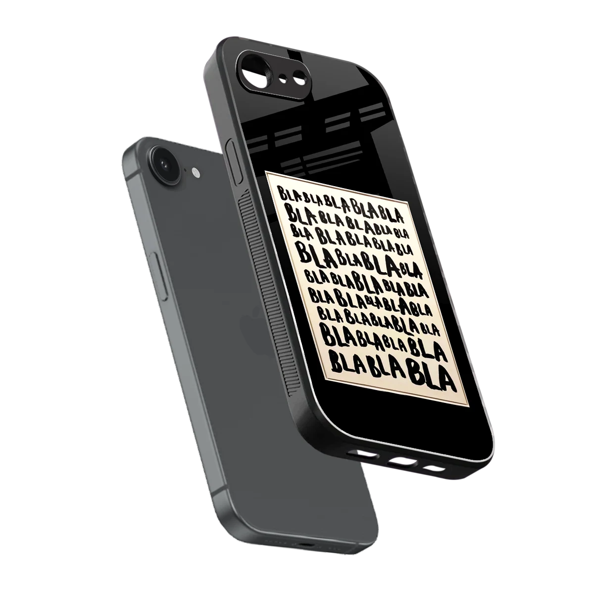 Bla Bla sleek iphone 16e cover with tempered glass back and TPU edges
