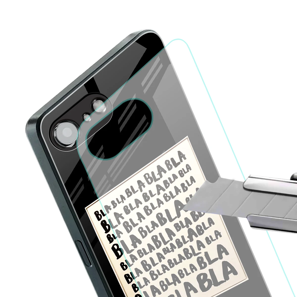 Bla Bla stylish phone case for iphone 16e | glossy glass and slim fit