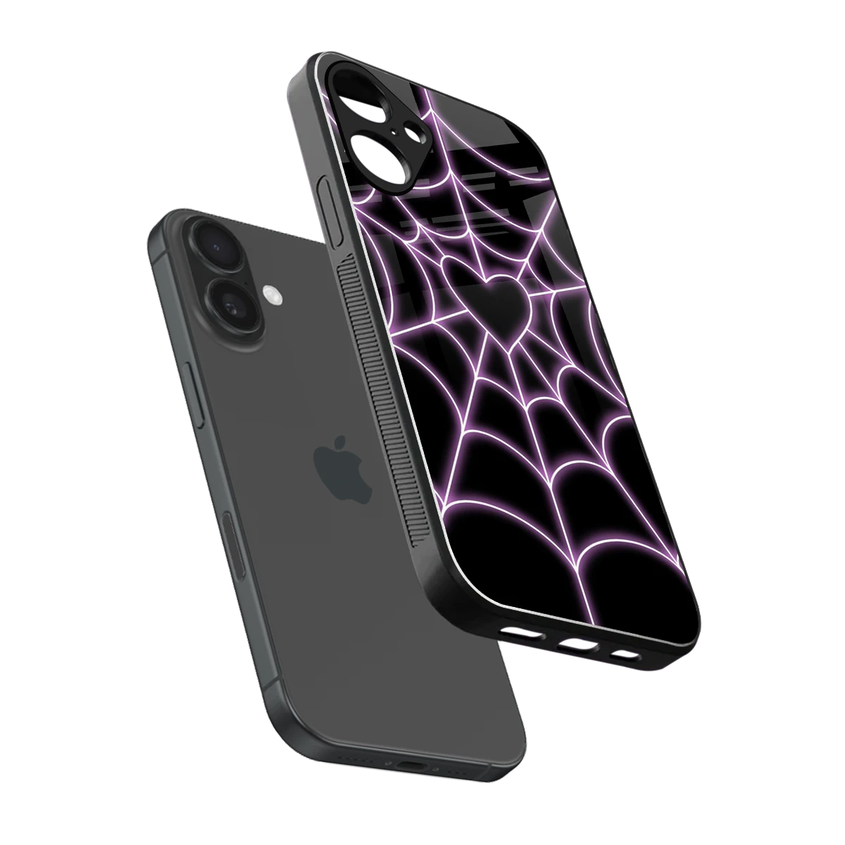 Black Jelly Bean sleek iphone 16 plus cover with tempered glass back and TPU edges