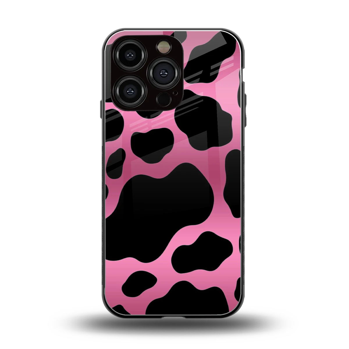 Black Pink Swirl back phone cover | glass case for iphone 16 pro