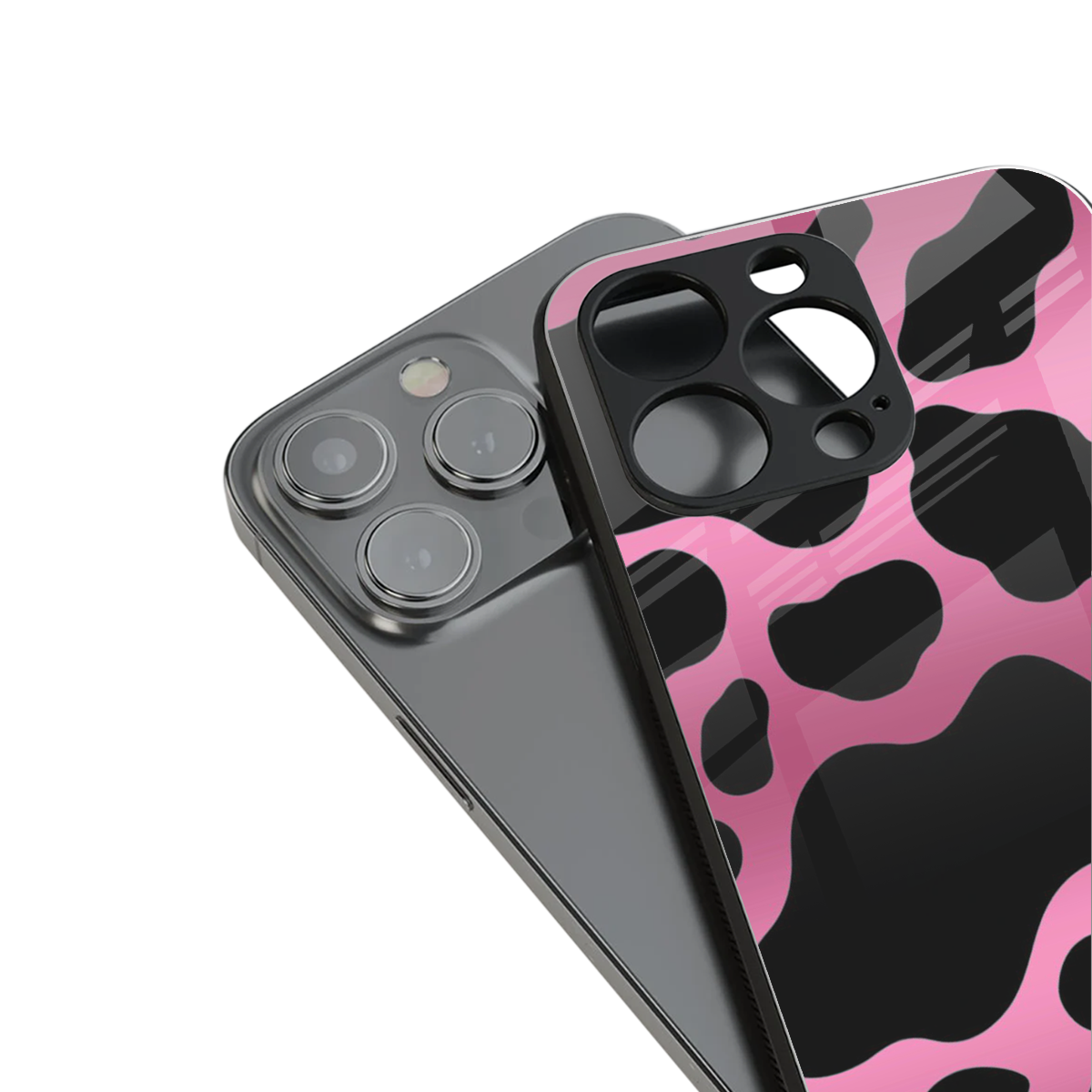 Black Pink Swirl Phone Case for Iphone 16 | Glass Case