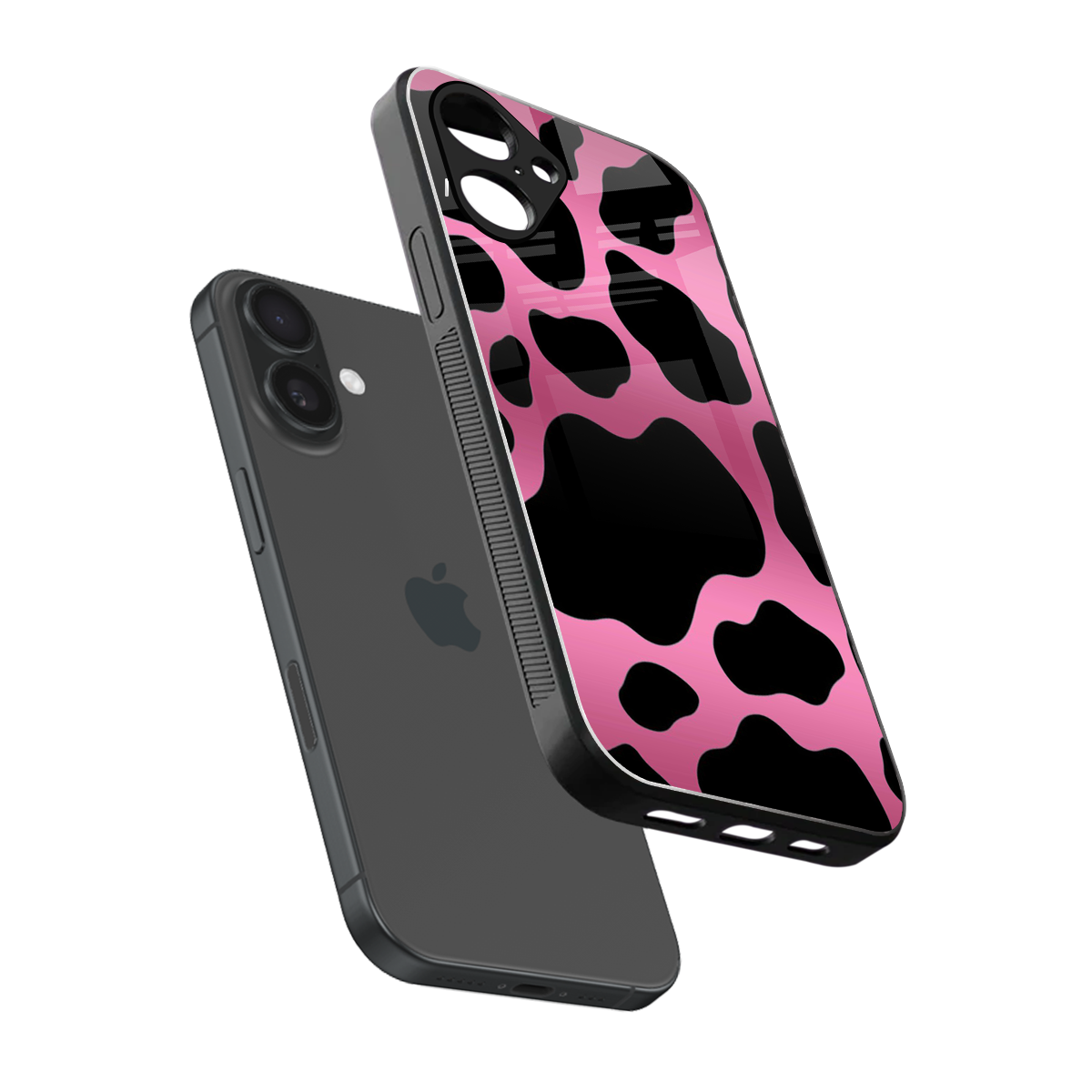 Black Pink Swirl Phone Case for Iphone 16 | Glass Case