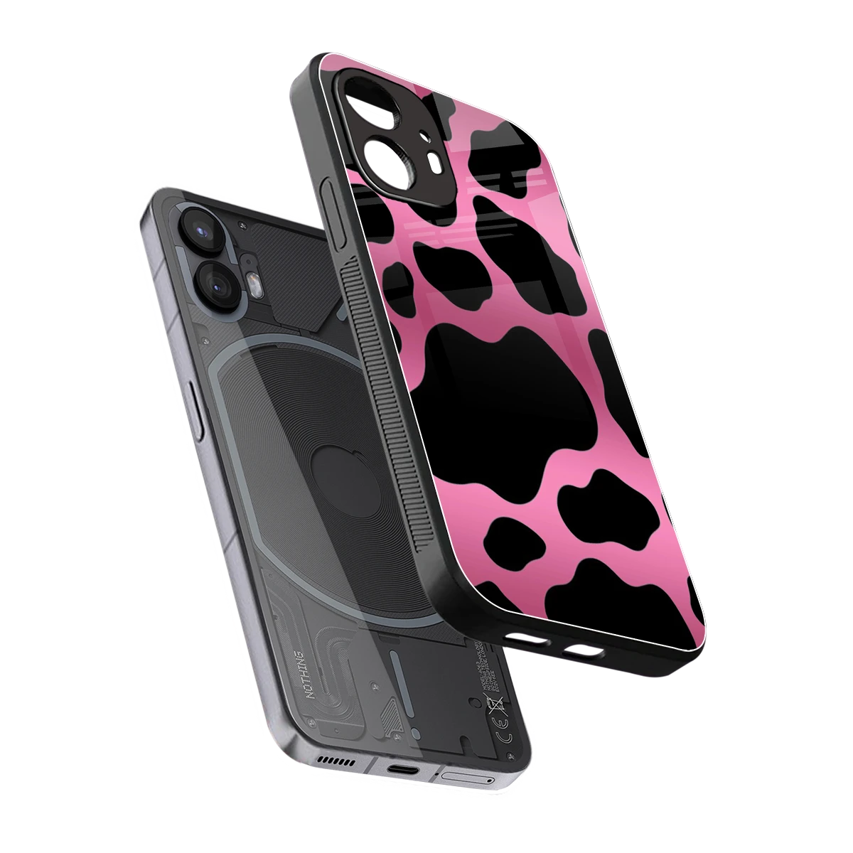 Black Pink Swirl sleek nothing phone 2 cover with tempered glass back and TPU edges