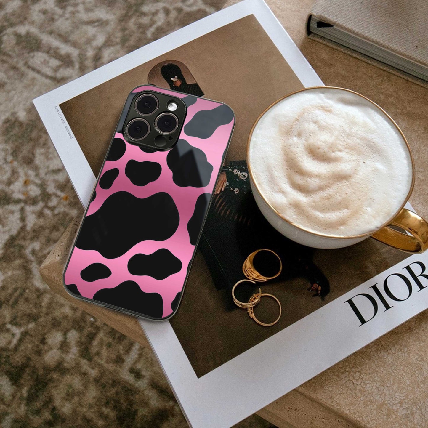 Black Pink Swirl Phone Case for Iphone 16 | Glass Case