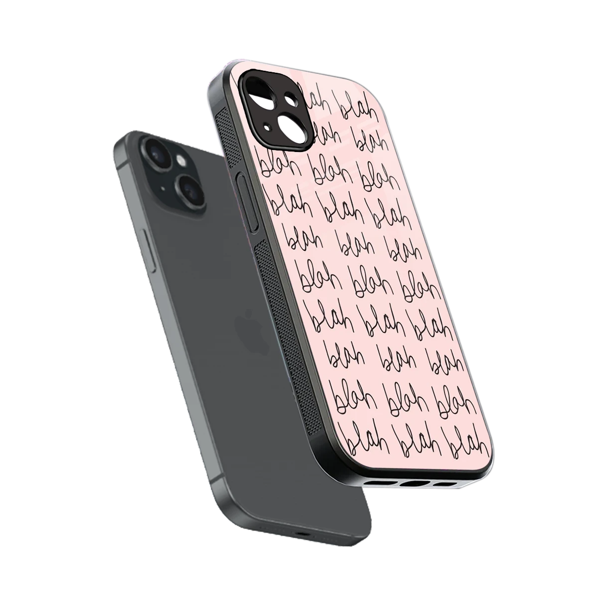 Blah Blah Blah sleek iphone 14 plus cover with tempered glass back and TPU edges