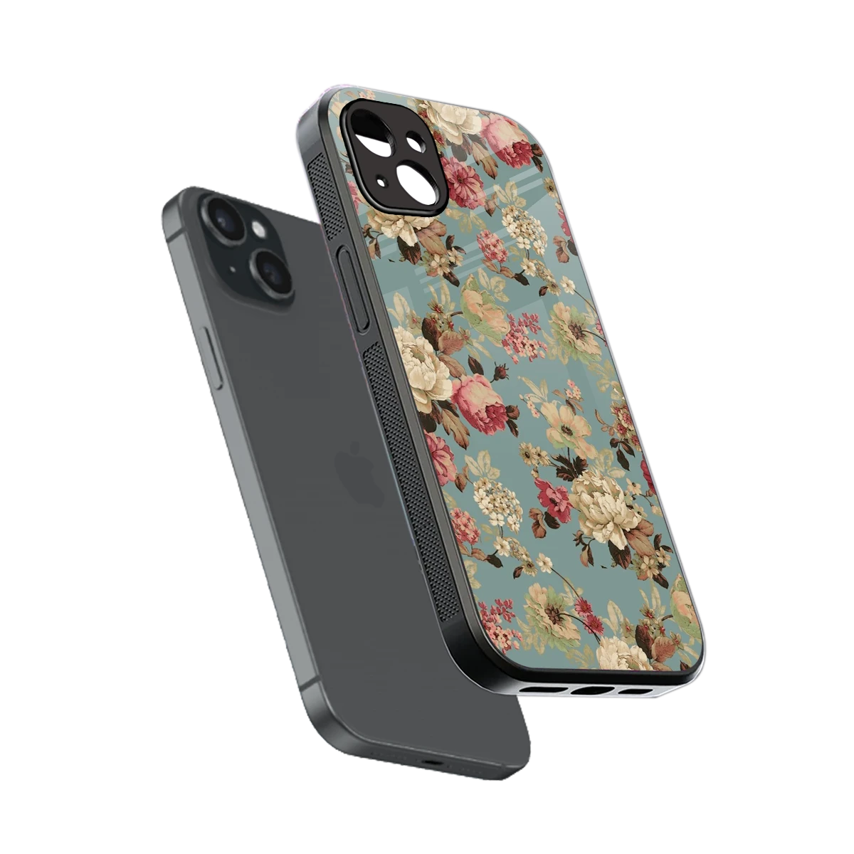 Bloom Bliss sleek iphone 14 plus cover with tempered glass back and TPU edges