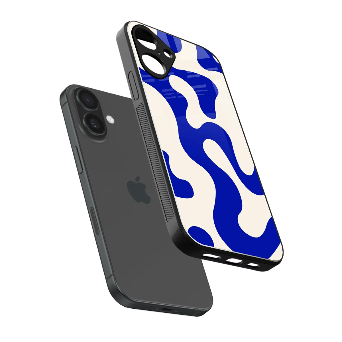Blue Drift sleek iphone 16 plus cover with tempered glass back and TPU edges