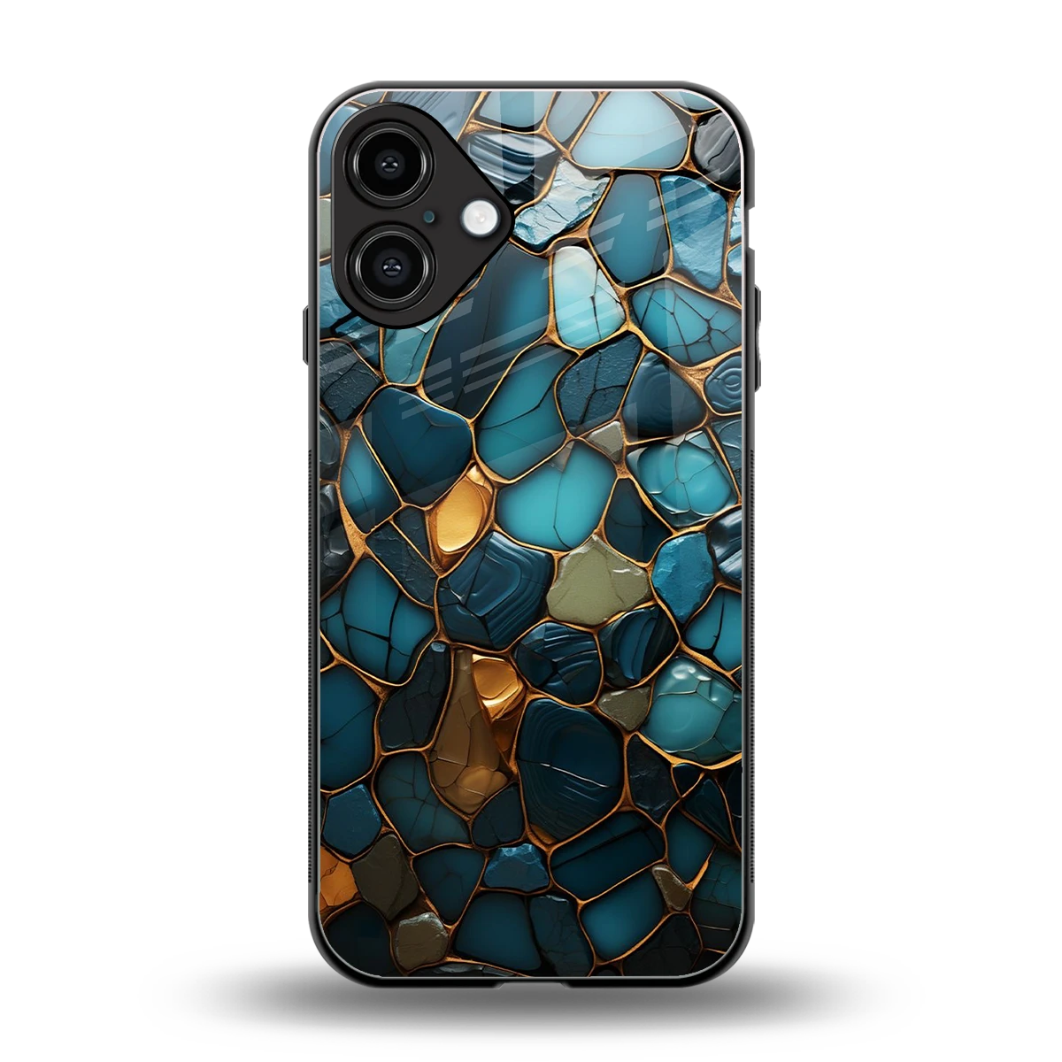 Blue Mirage back phone cover | glass case for iphone 16 plus