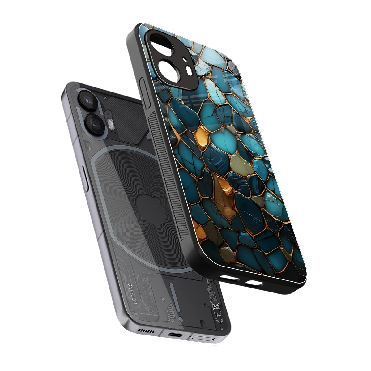 Blue Mirage sleek nothing phone 2 cover with tempered glass back and TPU edges