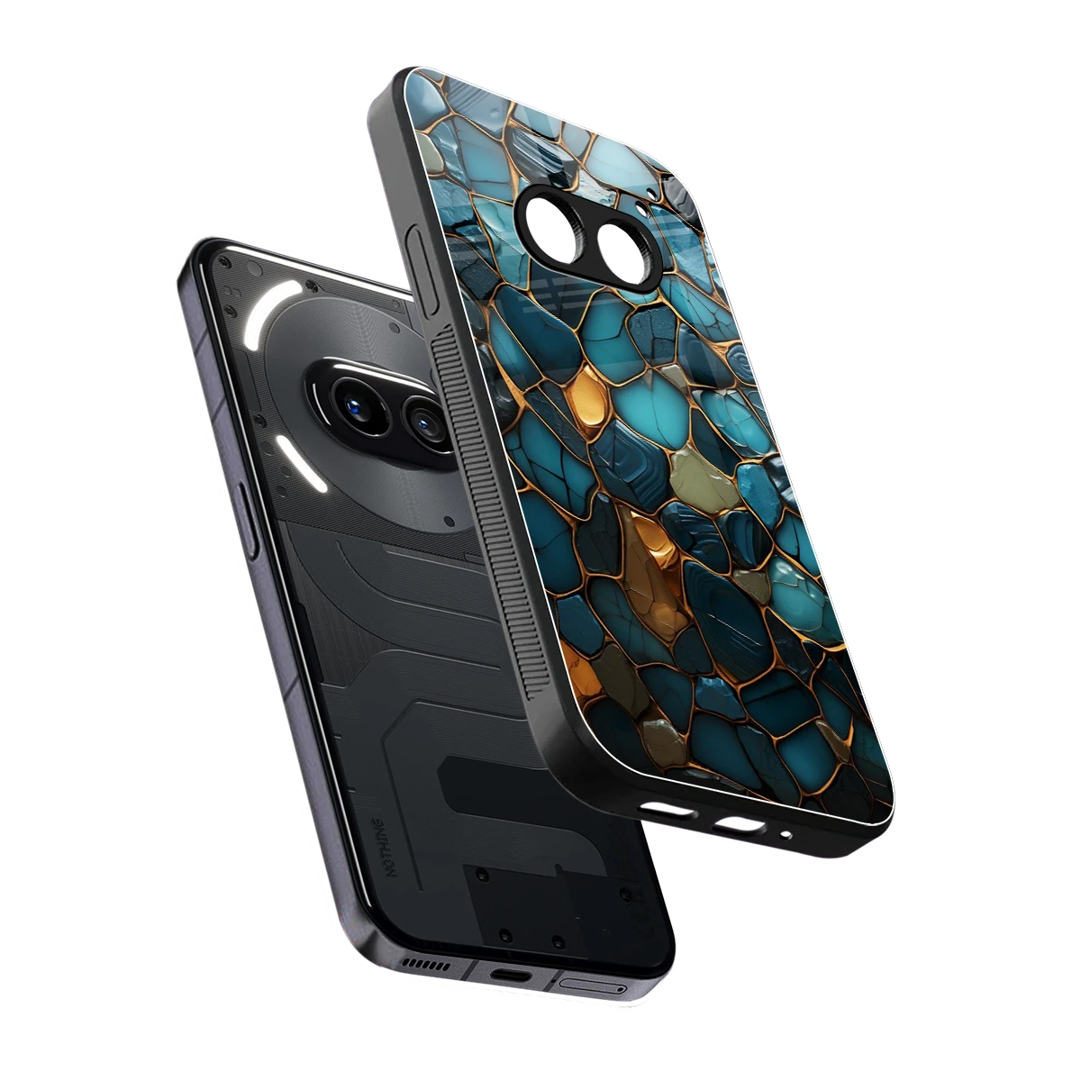 Blue Mirage sleek nothing phone 2a cover with tempered glass back and TPU edges