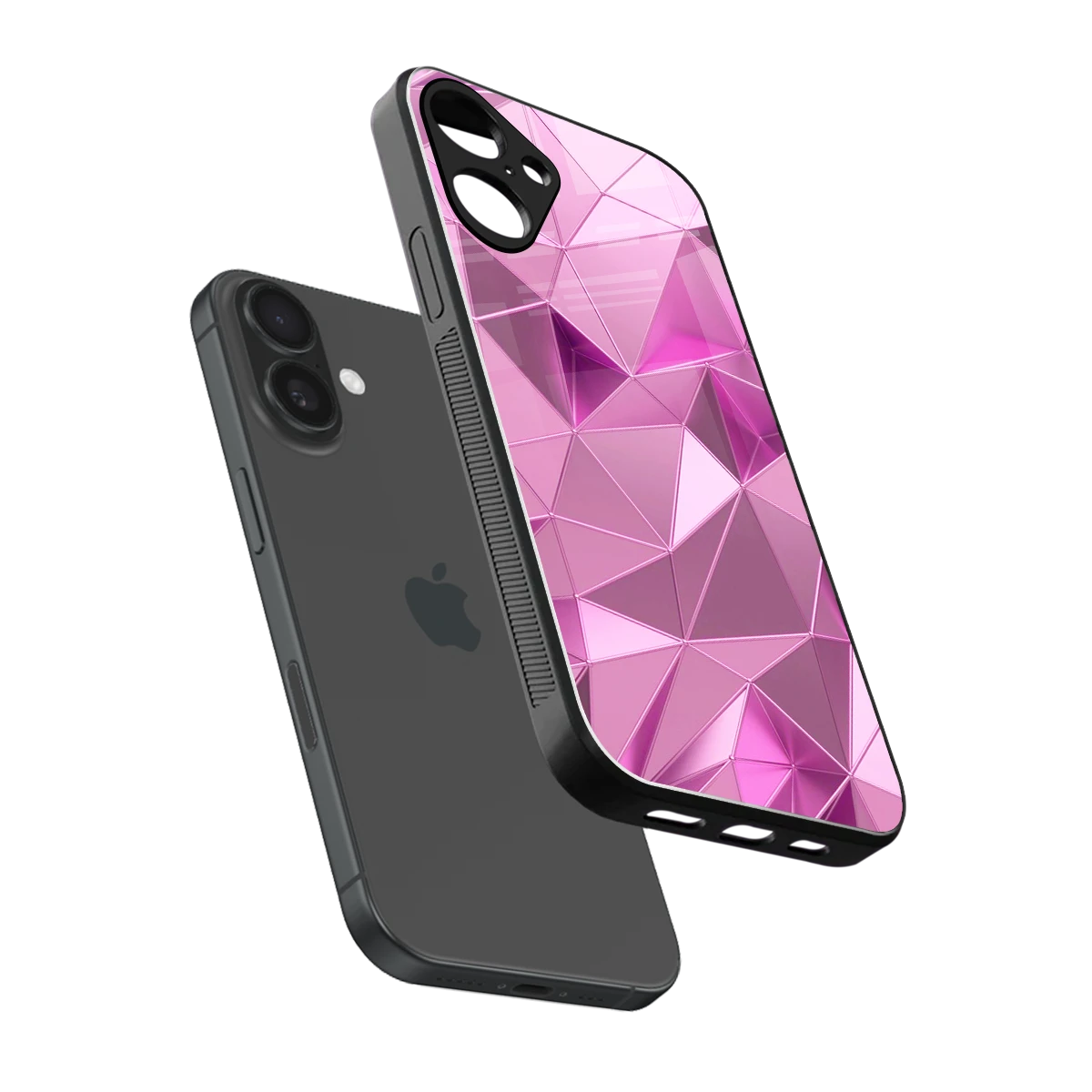 Blush Mosaic sleek iphone 16 plus cover with tempered glass back and TPU edges