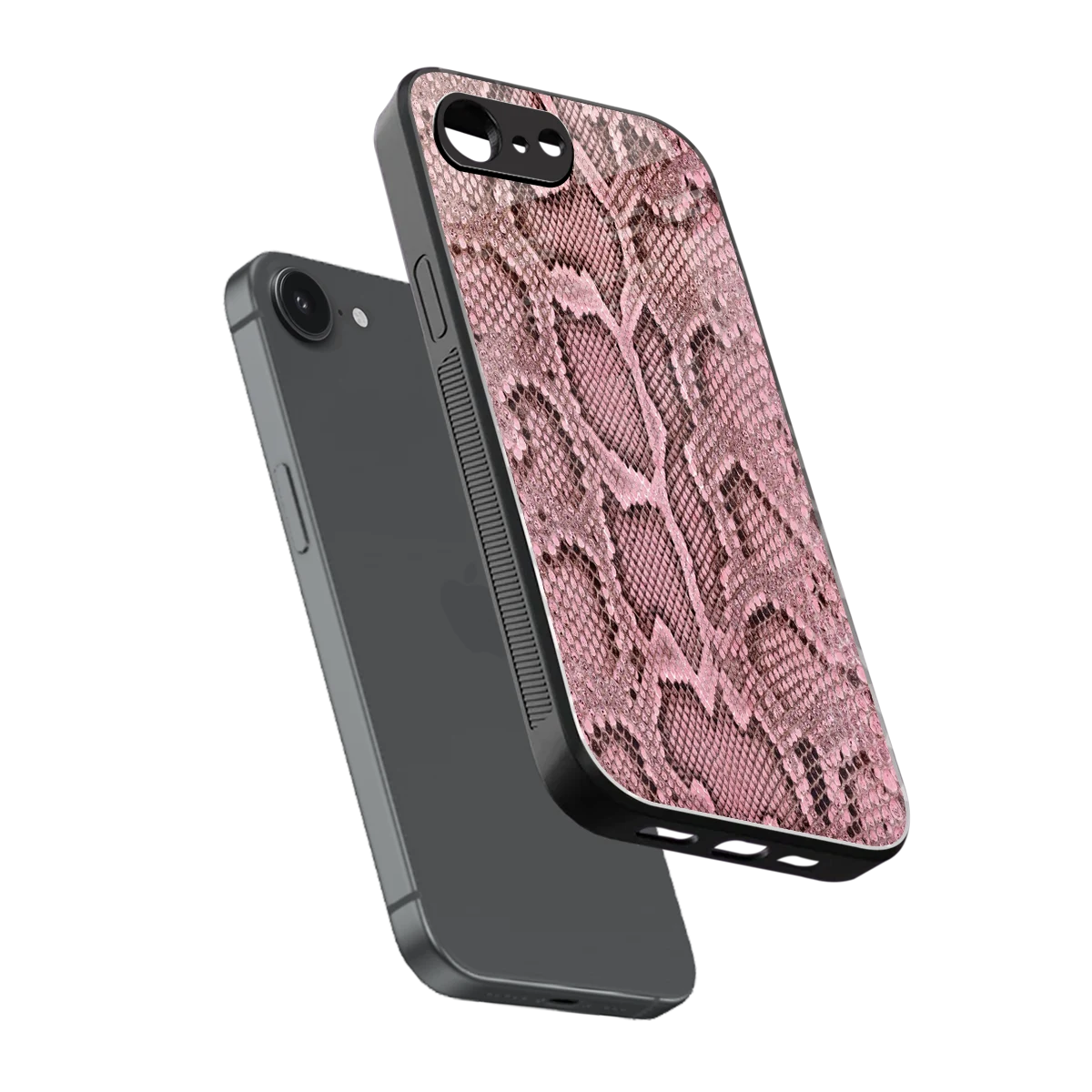 Blush Snake sleek iphone 16e cover with tempered glass back and TPU edges