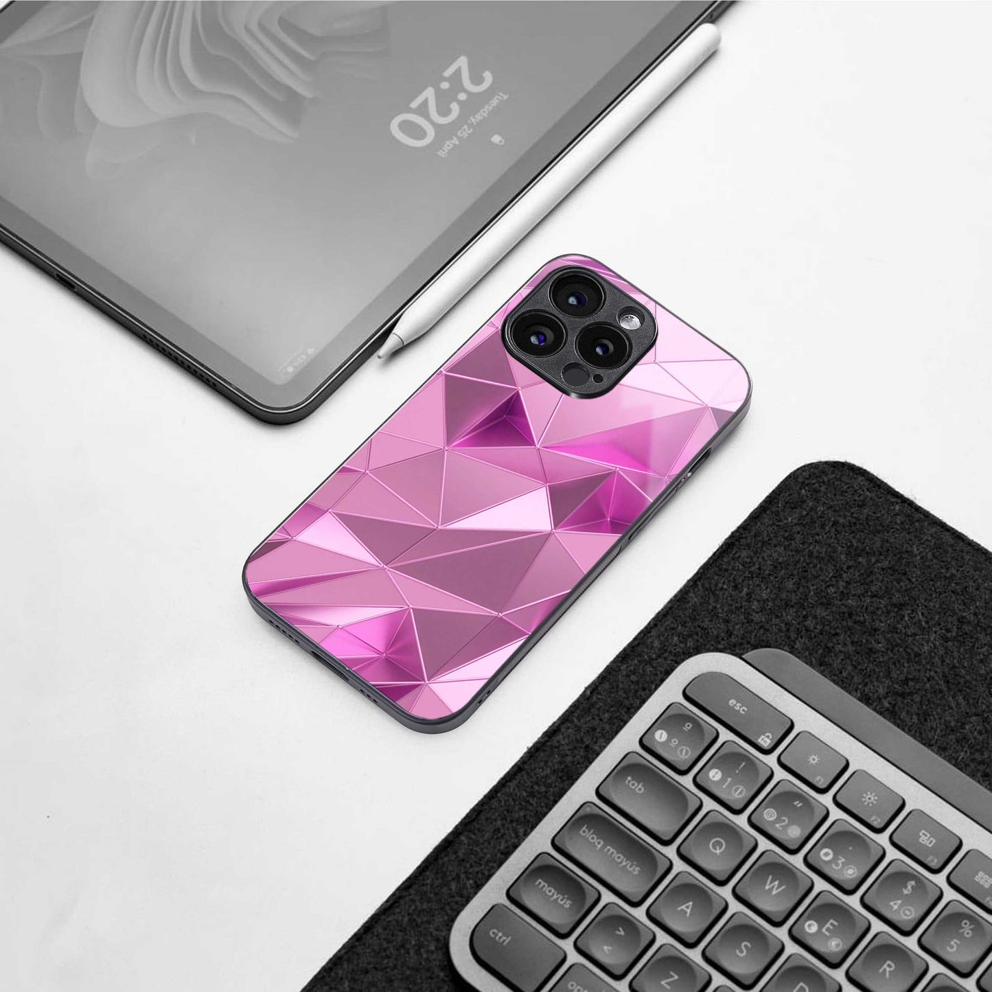 Blush Mosaic Phone Case for Iphone 16 | Glass Case