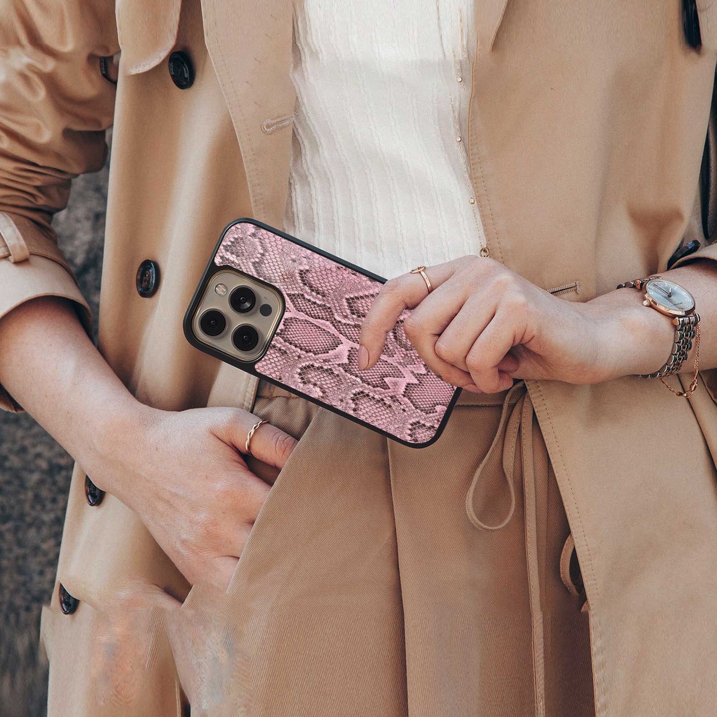 Blush Snake Phone Case for Iphone 16 | Glass Case