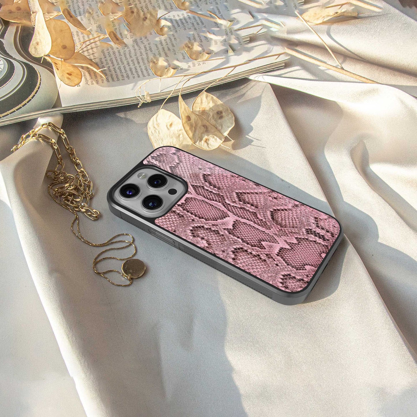 Blush Snake Phone Case for Iphone 16 | Glass Case
