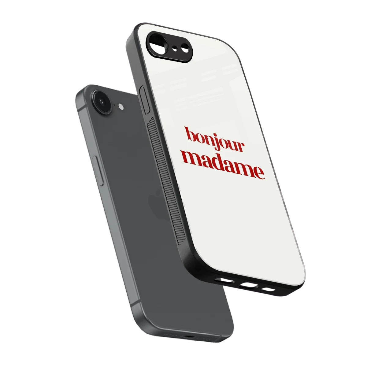 Bonjour Madame sleek iphone 16e cover with tempered glass back and TPU edges