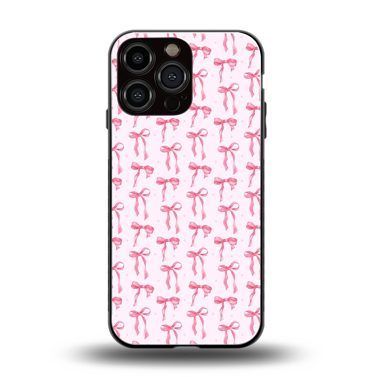 Bow Pink back phone cover | glass case for iphone 15 pro max