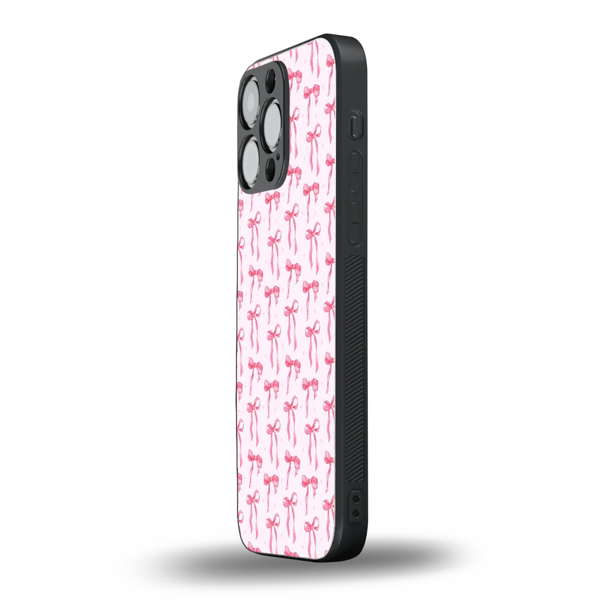 Bow Pink iphone 15 pro max mobile cover | shockproof glass phone case