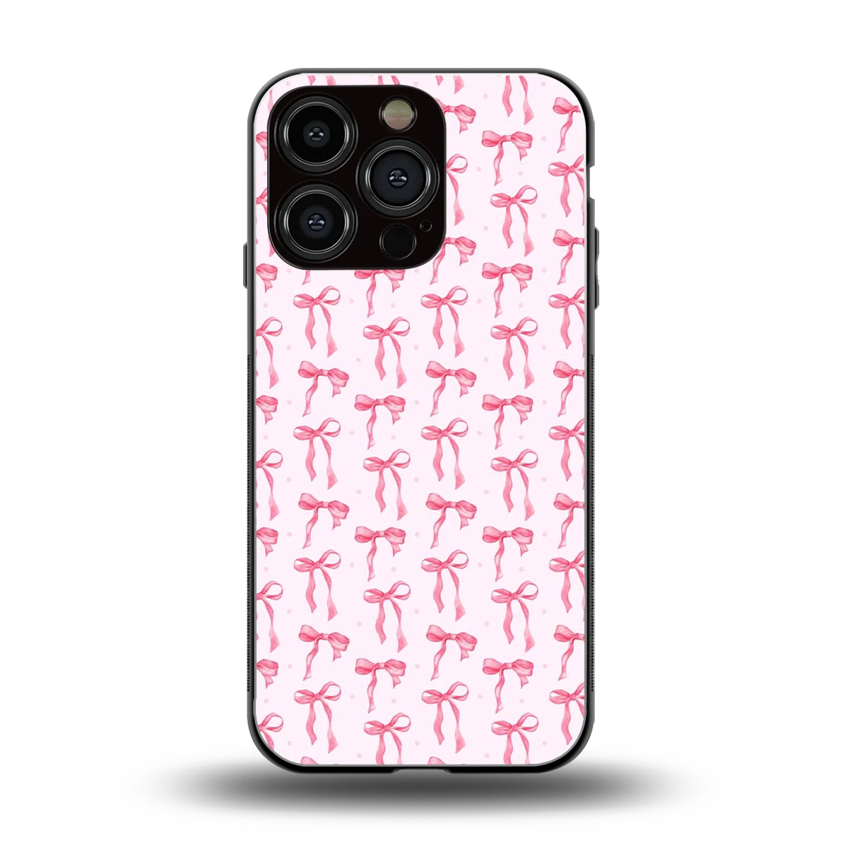Bow Pink back phone cover | glass case for iphone 16 pro