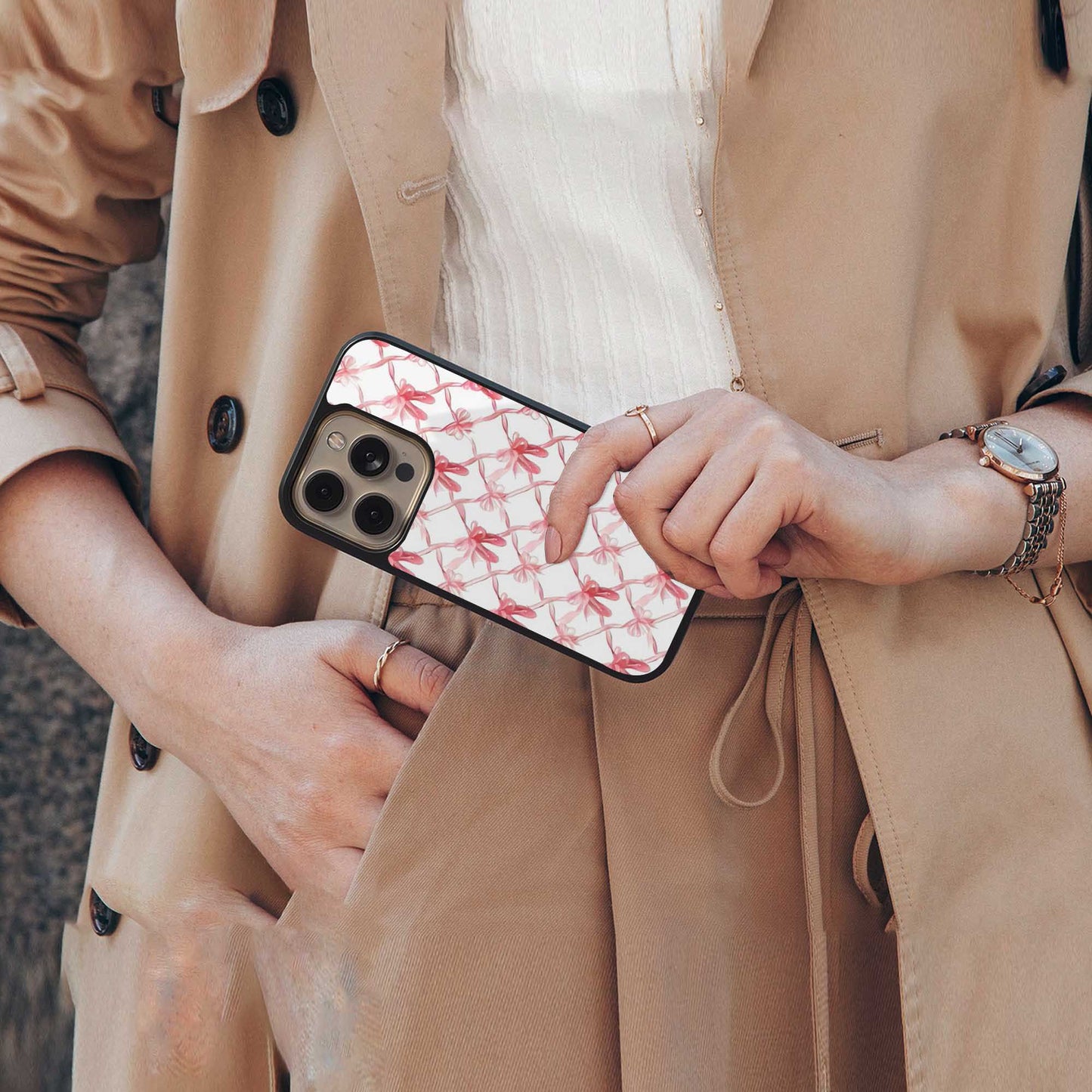 Bow Ribbon Phone Case for Iphone 16 | Glass Case