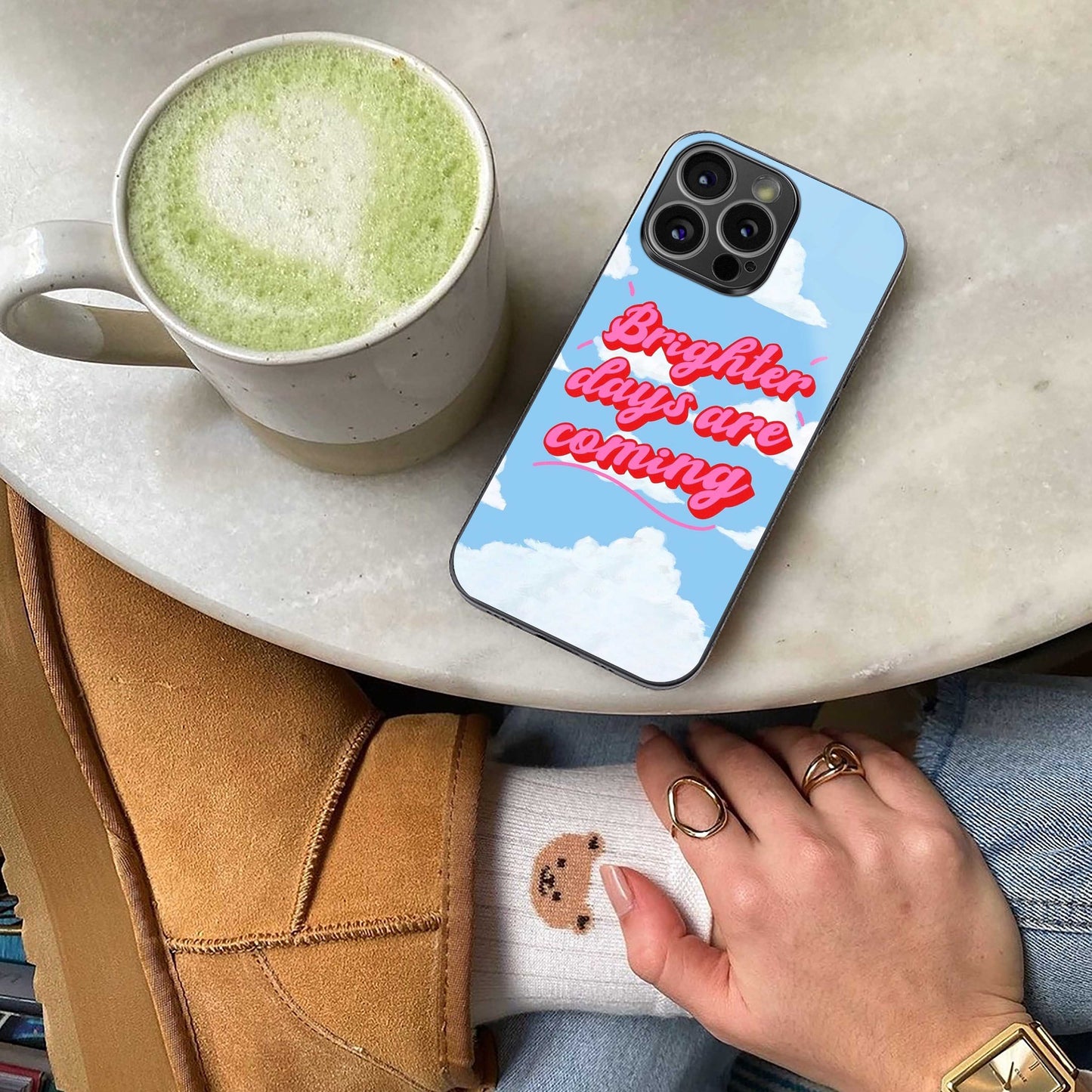Brighter Days Are Coming Phone Case for Iphone 16 | Glass Case