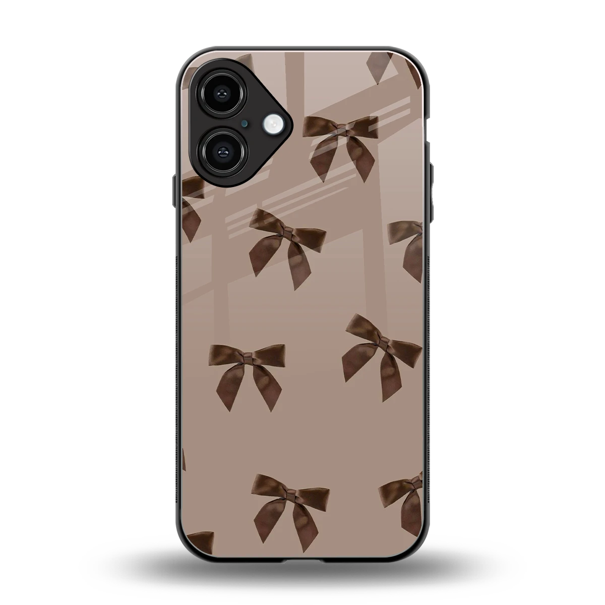 Brown Bow back phone cover | glass case for iphone 16 plus