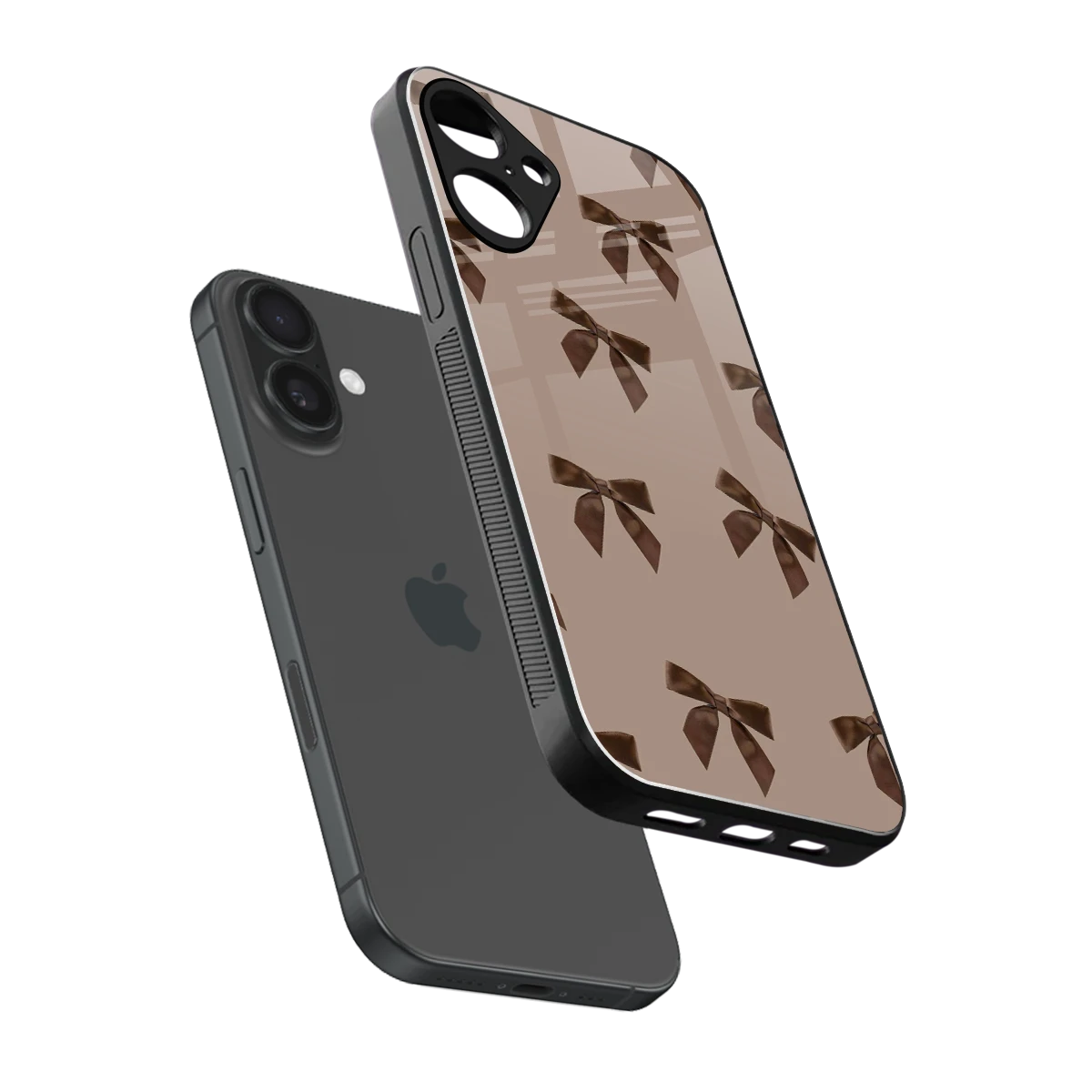 Brown Bow sleek iphone 16 plus cover with tempered glass back and TPU edges