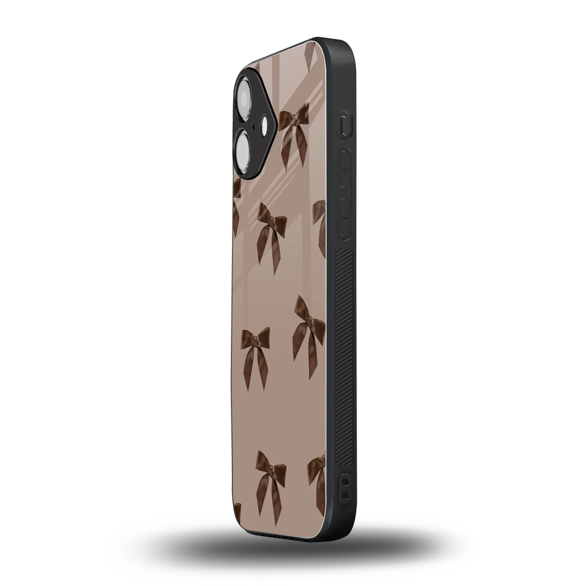 Brown Bow iphone 16 plus mobile cover | shockproof glass phone case