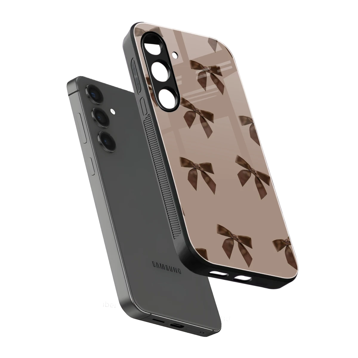 Brown Bow sleek samsung galaxy s23 cover with tempered glass back and TPU edges