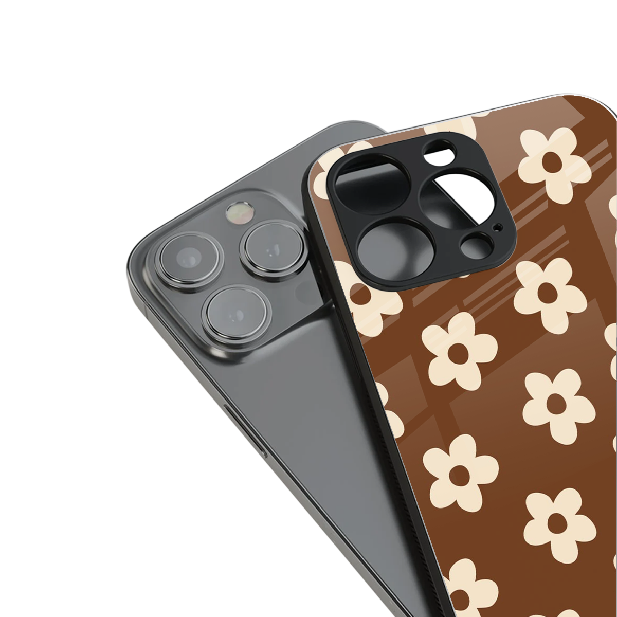 Brown Flowers Phone Case for Iphone 16 | Glass Case