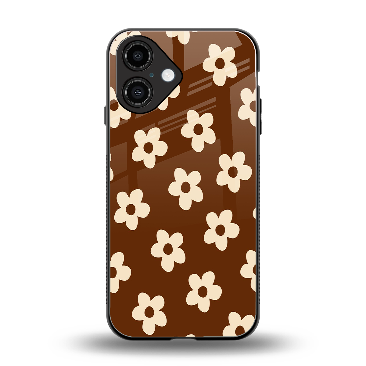 Brown Flowers Phone Case for Iphone 16 | Glass Case