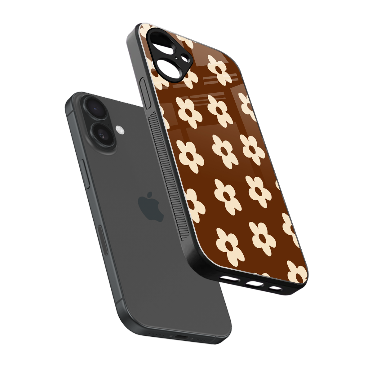 Brown Flowers Phone Case for Iphone 16 | Glass Case