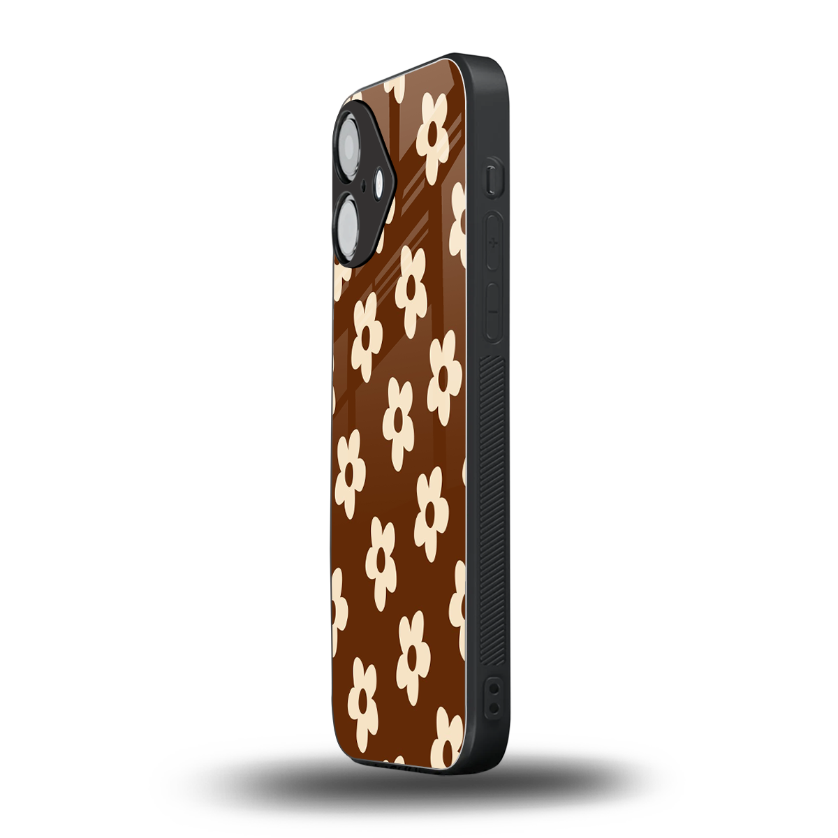 Brown Flowers Phone Case for Iphone 16 | Glass Case