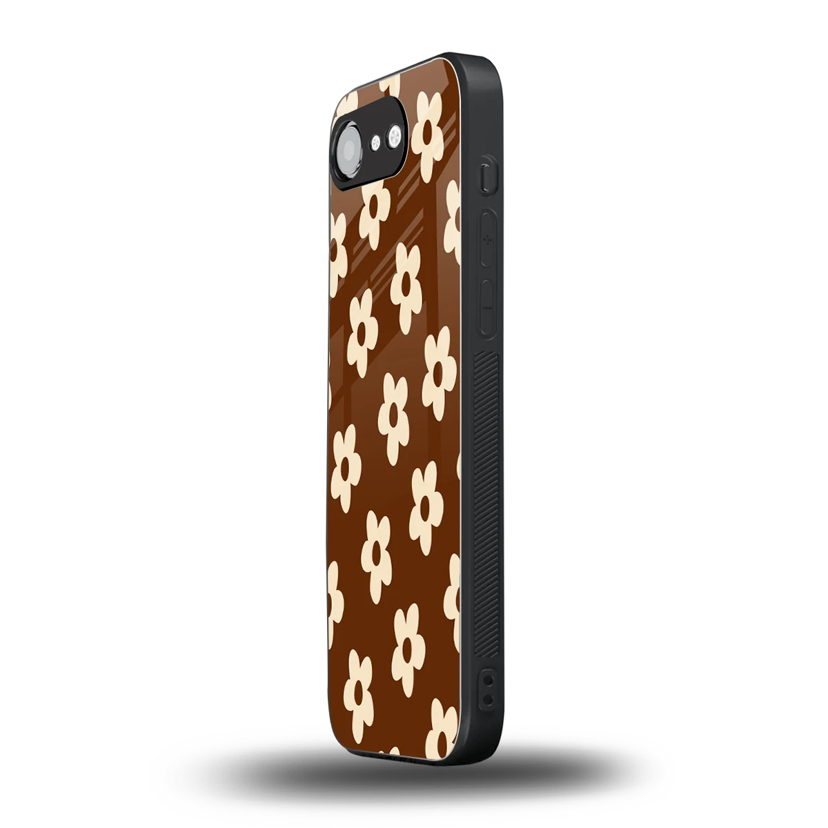 Brown Flowers iphone 16e mobile cover | shockproof glass phone case