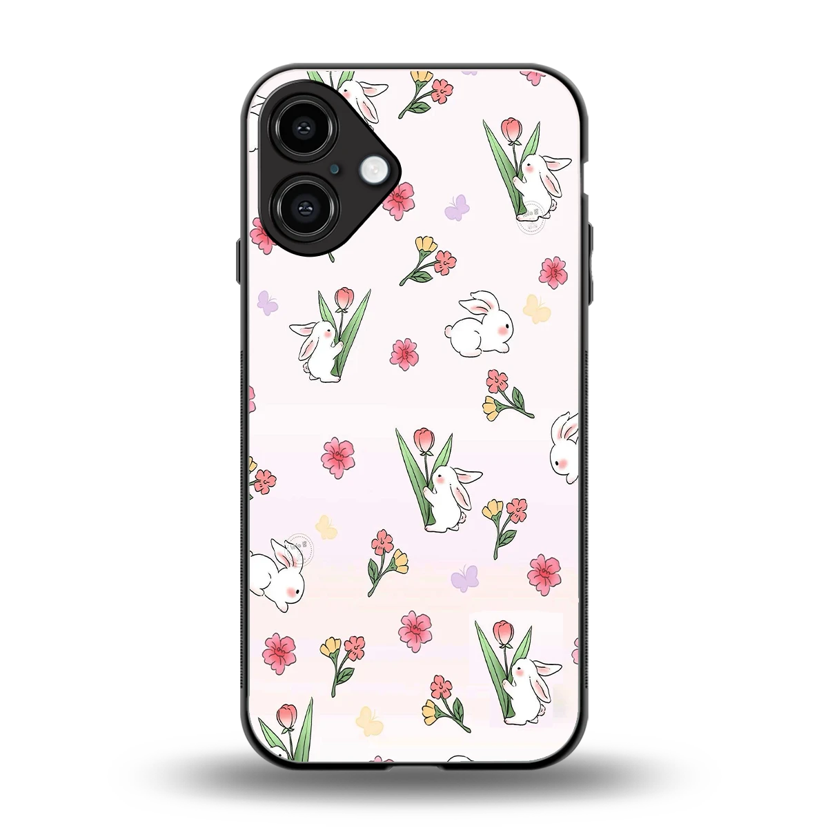 Bunny Bliss back phone cover | glass case for iphone 16 plus