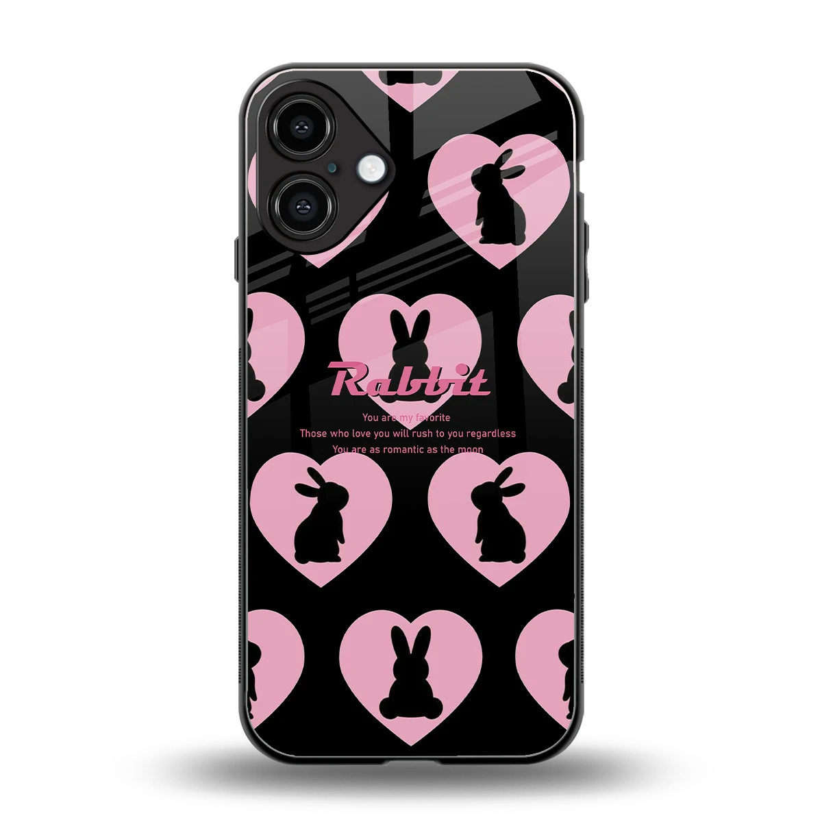 Bunny Love back phone cover | glass case for iphone 16 plus