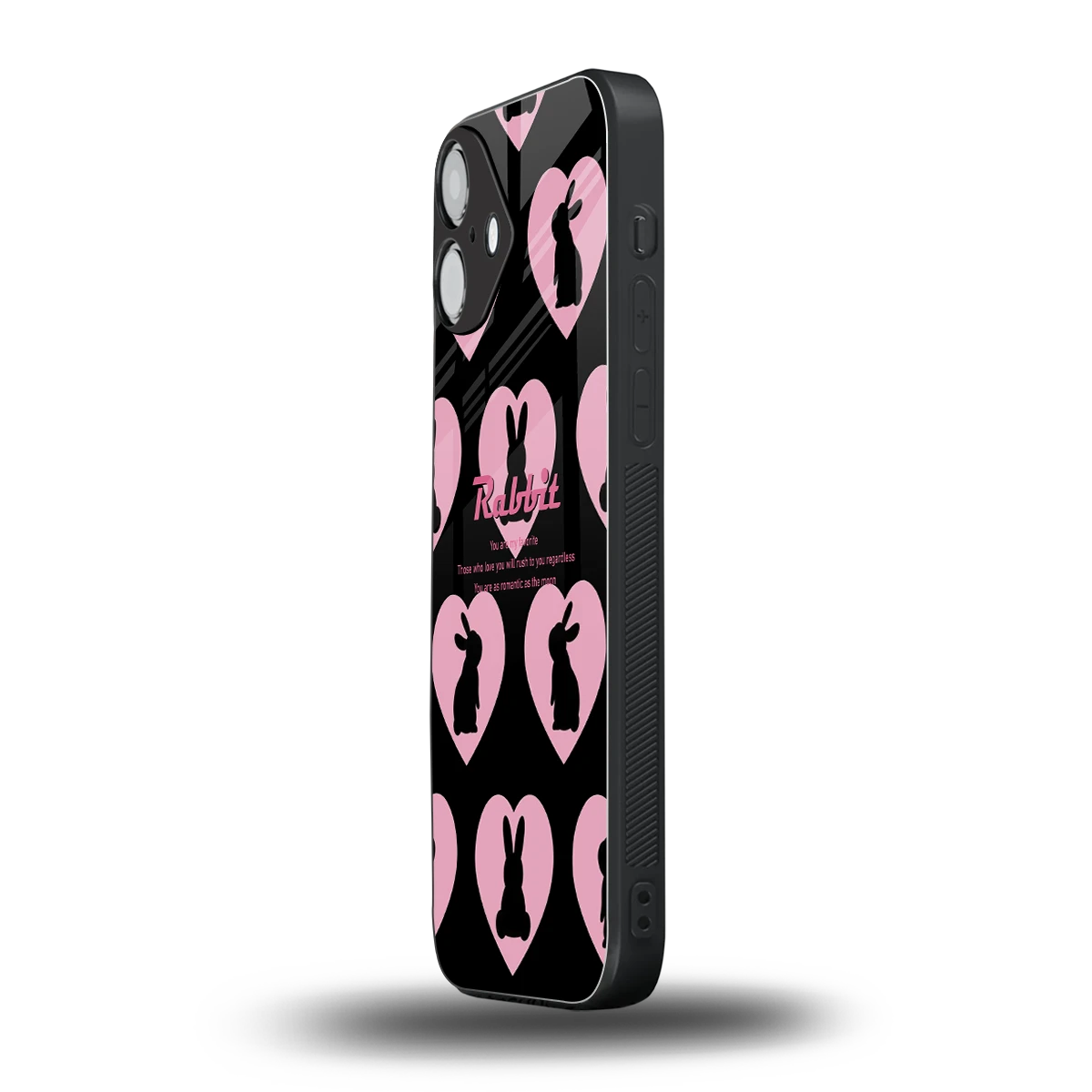 Bunny Love iphone 16 plus mobile cover | shockproof glass phone case