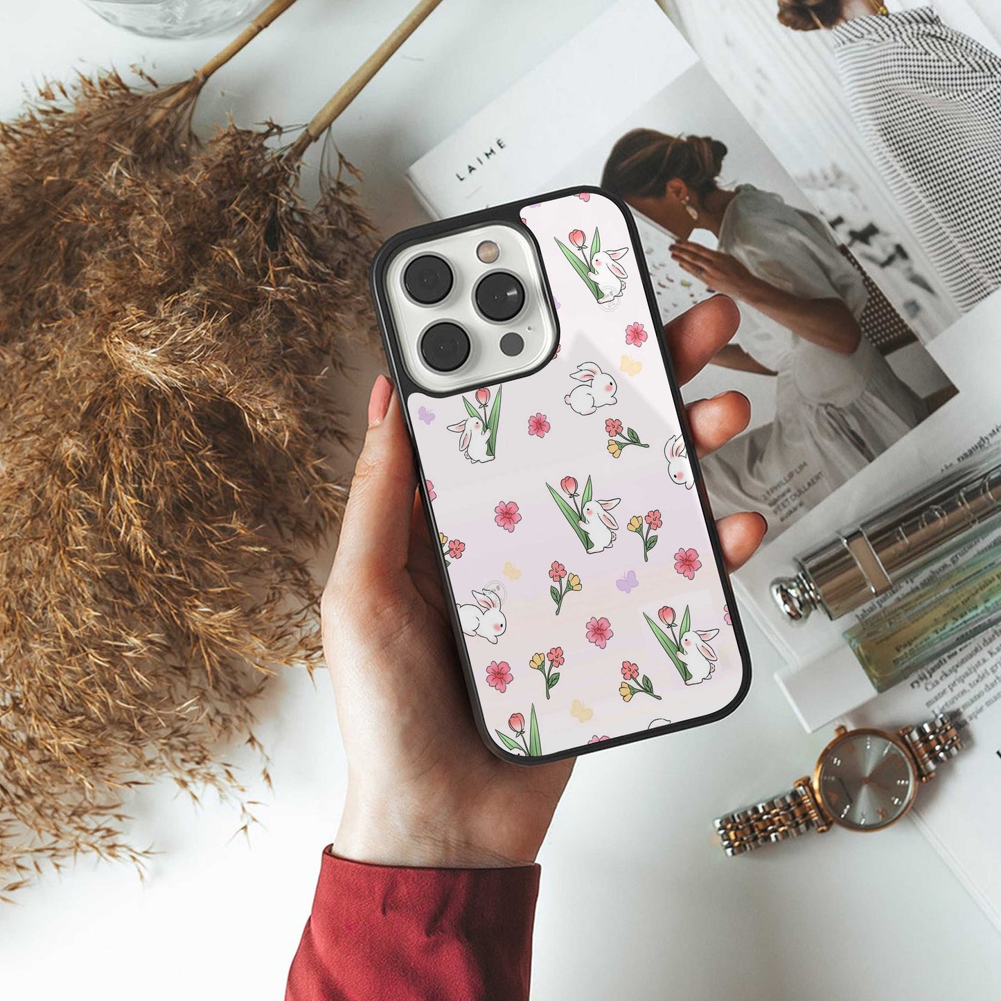 Bunny Bliss Phone Case for Iphone 16 | Glass Case