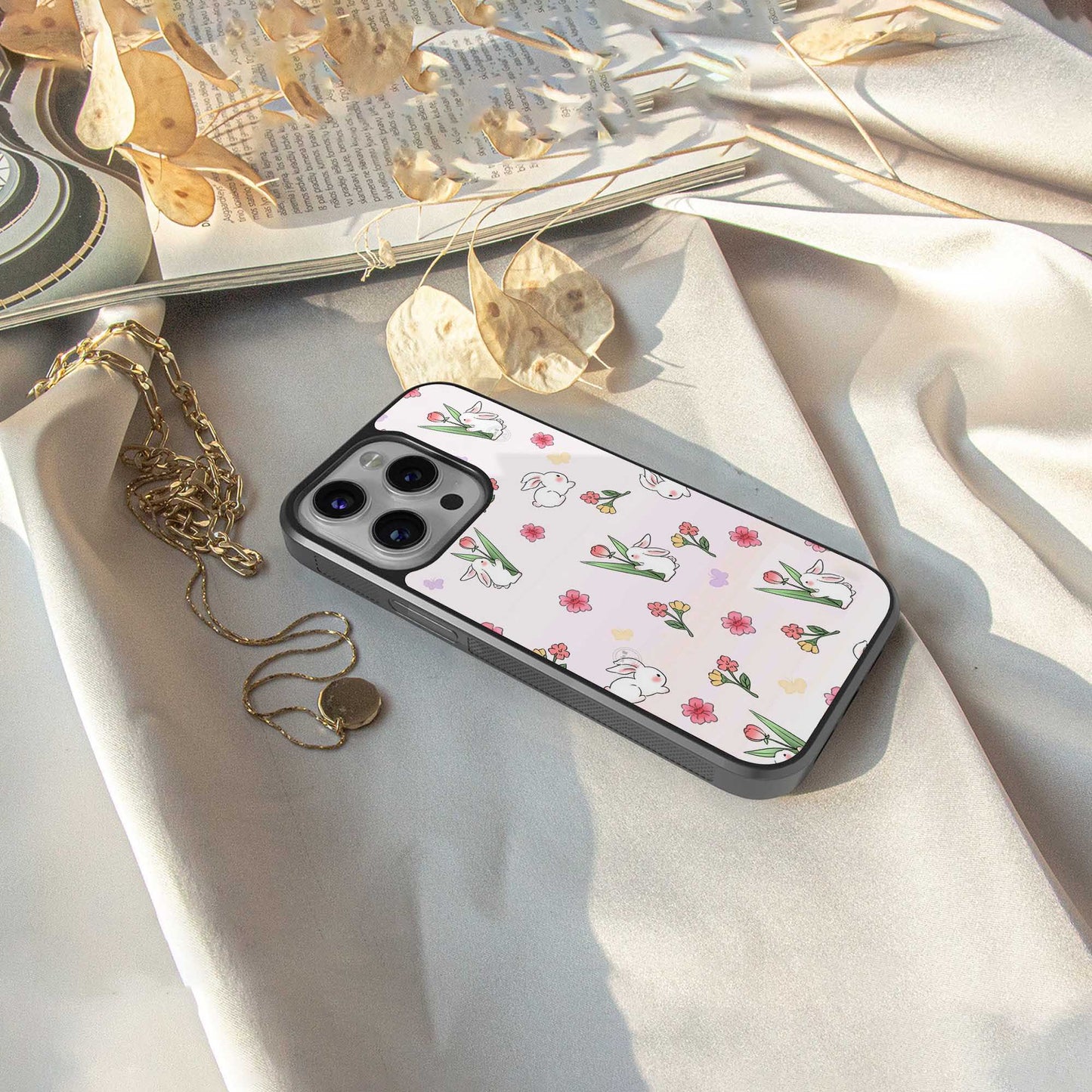 Bunny Bliss Phone Case for Iphone 16 | Glass Case