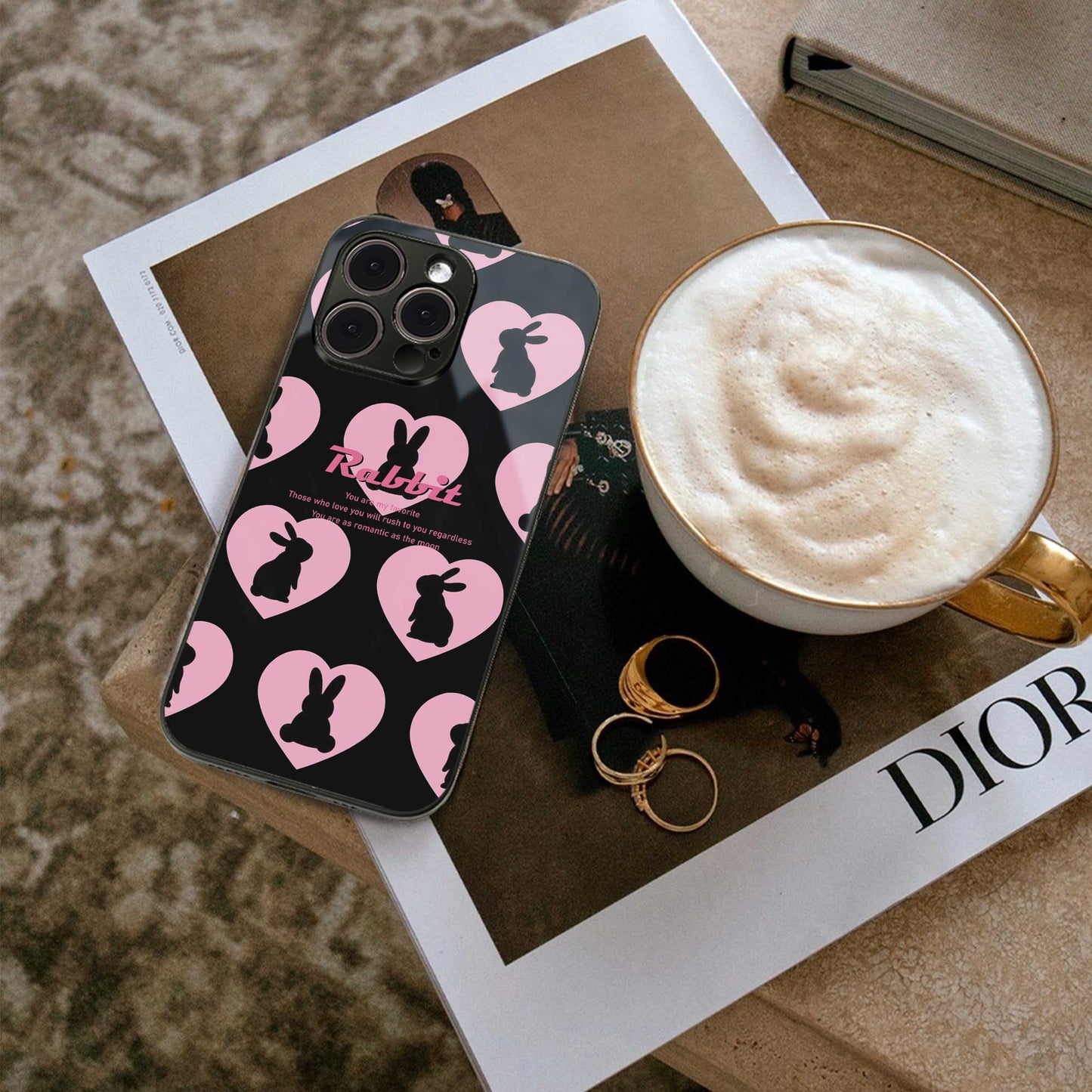 Bunny Love Phone Case for Iphone 16 | Glass Case