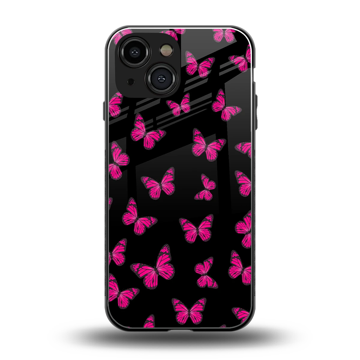 Butterfly Burst Black back phone cover | glass case for iphone 13 mini